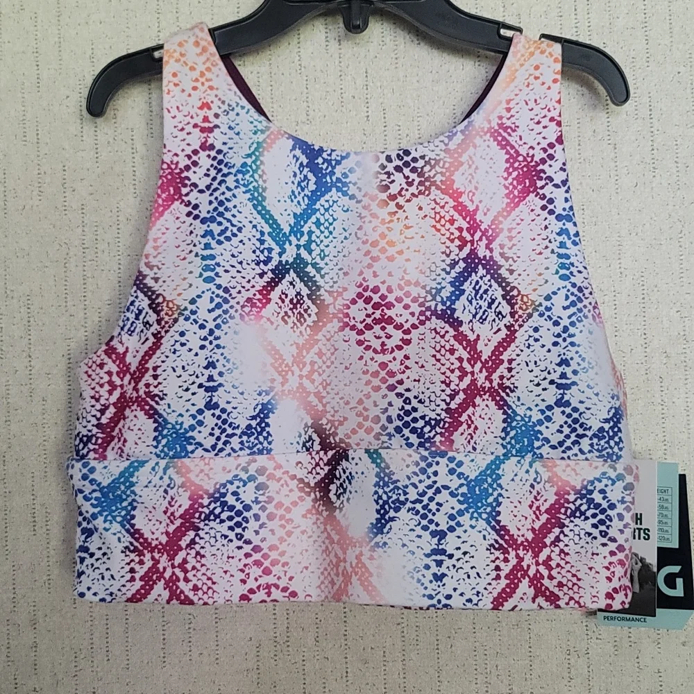 DSG DICKS SPORTING GOODS GIRLS HIGH NECK SPORTS BRA:RAINBOW SNAKESKIN:NWT: XL